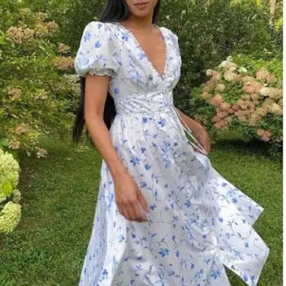 Hill House blue floral midi Sabrina dress